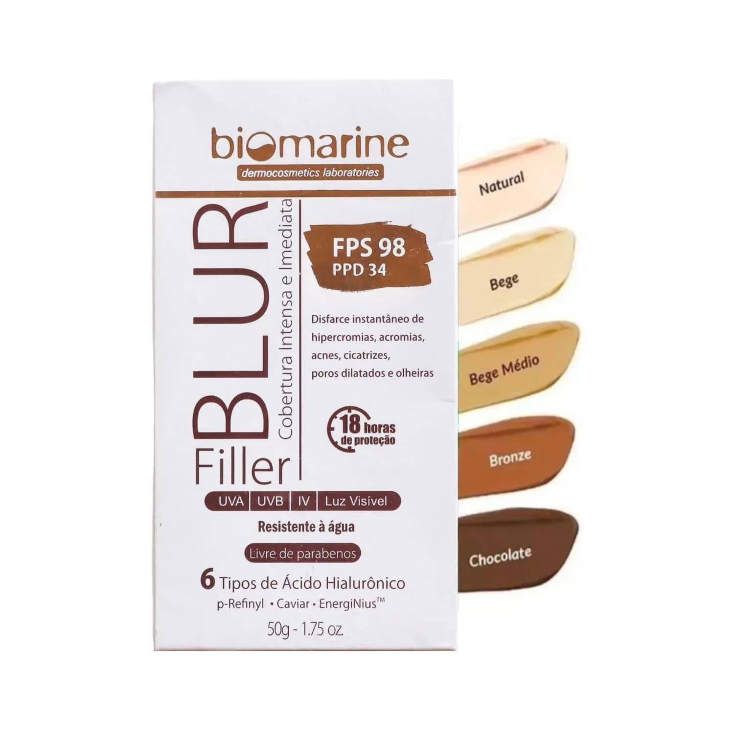 Biomarine Protetor Solar Blur Filler FPS 98 6x Ácido Hialurônico 50ml — foto 1