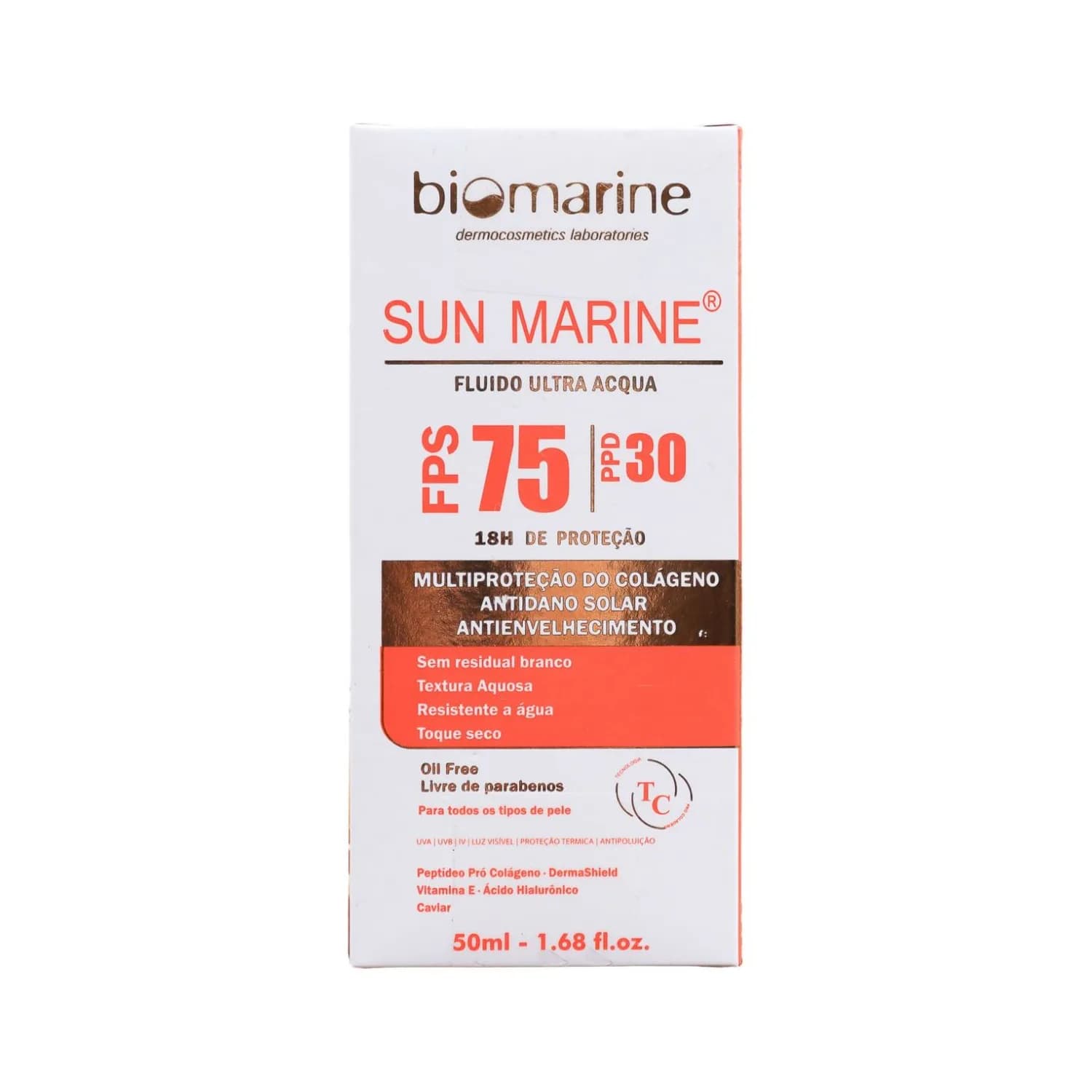 Biomarine Protetor Solar Sun Marine Fluido Acqua Fps 75 50ml