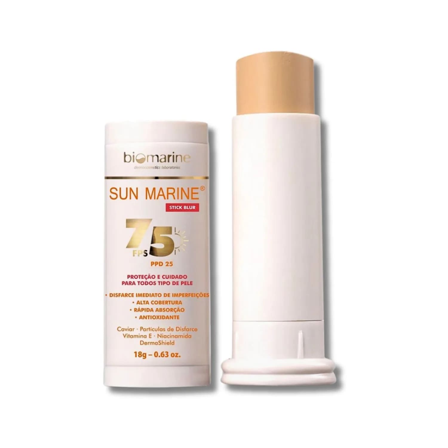 Biomarine Stick Blur Sun Marine Filtro Solar e Base Bastão FPS 75 Cores