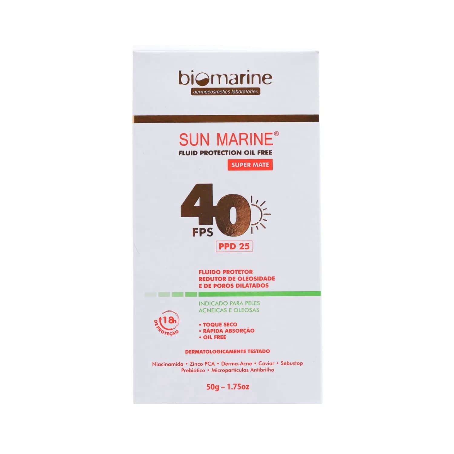Biomarine Sun Marine Filtro Solar FPS 40 Peles Acne 18h 50g — foto 1