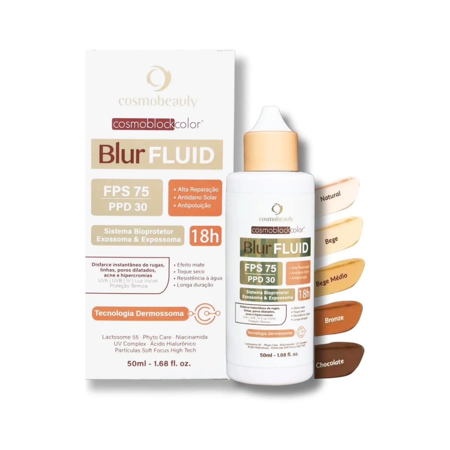 Cosmobeauty Filtro Solar Cosmoblock Color Blur Fluid Fps 75 — foto 1