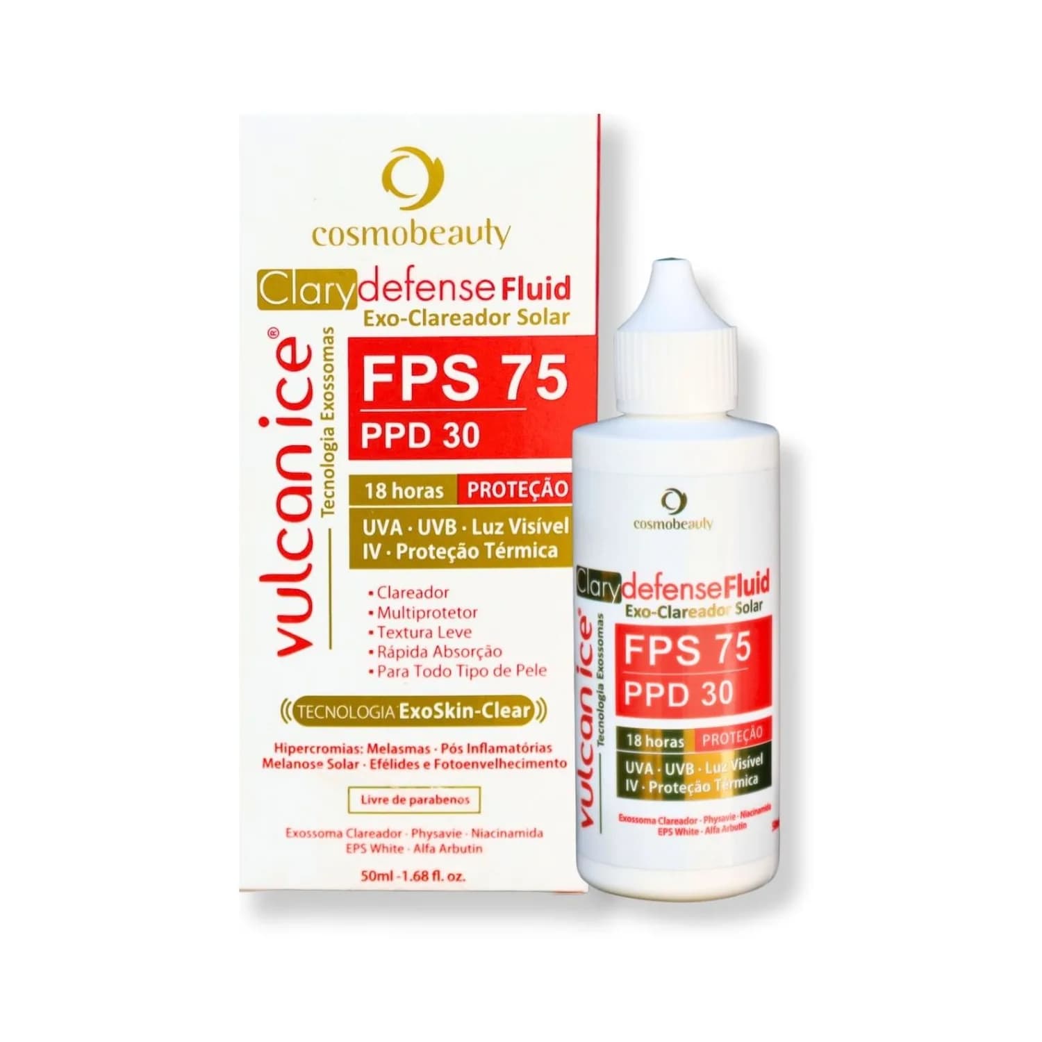 Cosmobeauty Filtro Solar Vulcan Ice Clarydefense FPS 75 50ml — foto 1