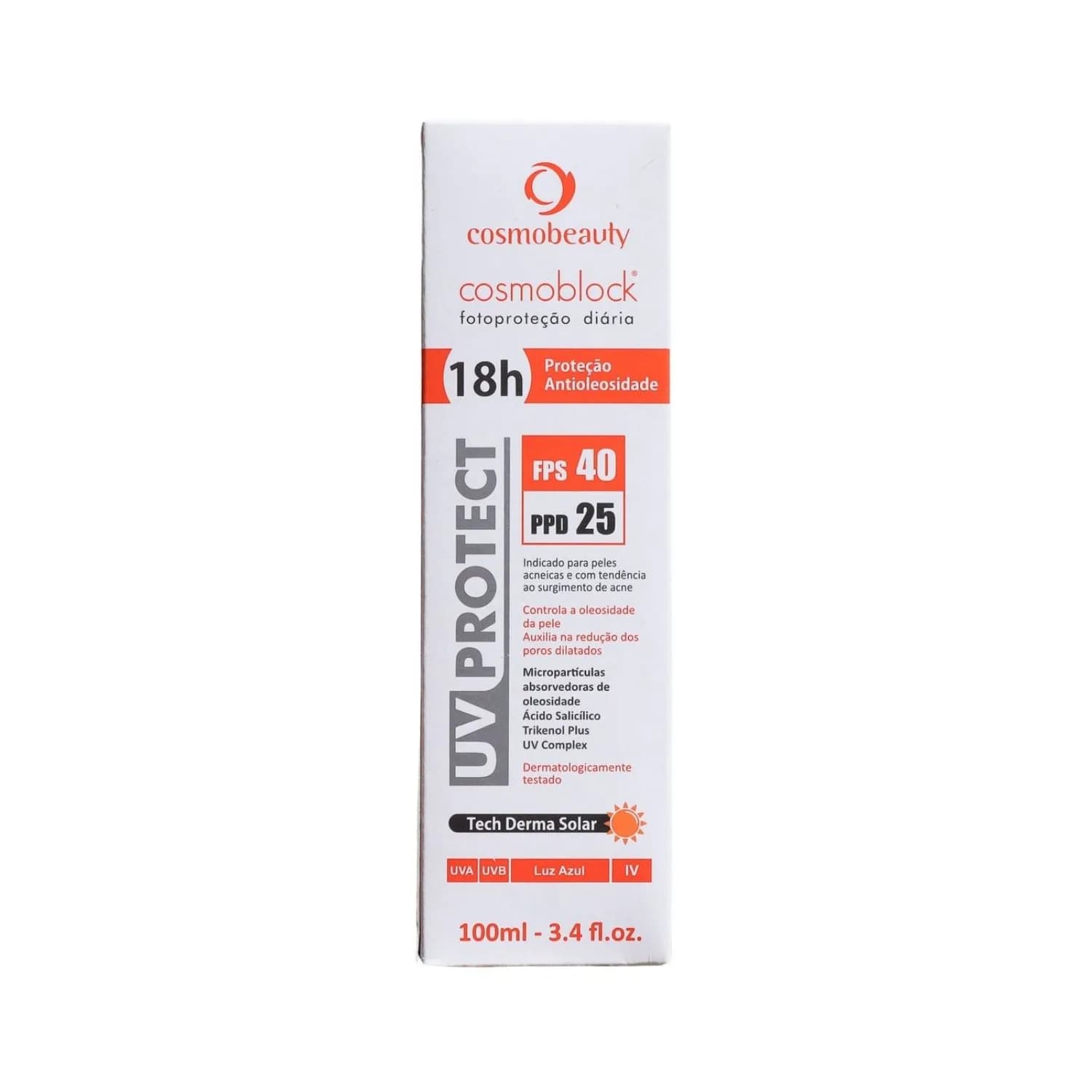 Filtro Solar Cosmoblock Antioleosidade FPS 40 PPD 25 100g — foto 1