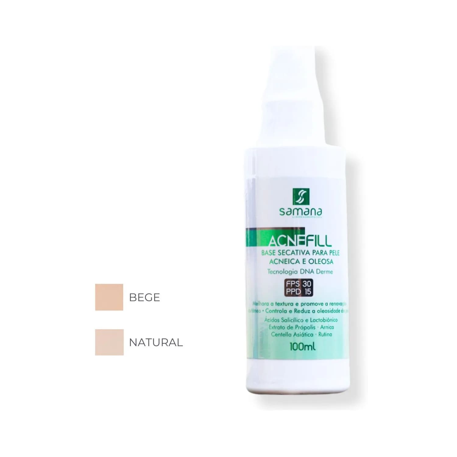 Samana Base Secativa Acne Fill para Acne e Pele Oleosa FPS 30 - 100ml — foto 1