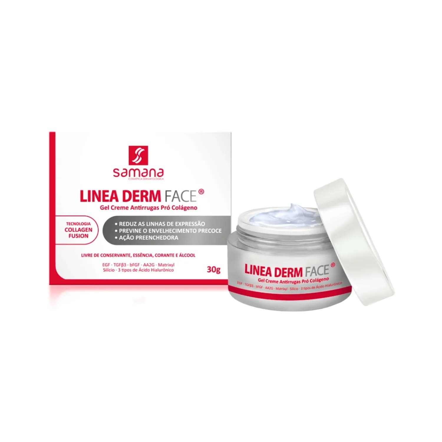 Samana Creme Gel Facial Colágeno Linea Derm Antirrugas 30g — foto 1