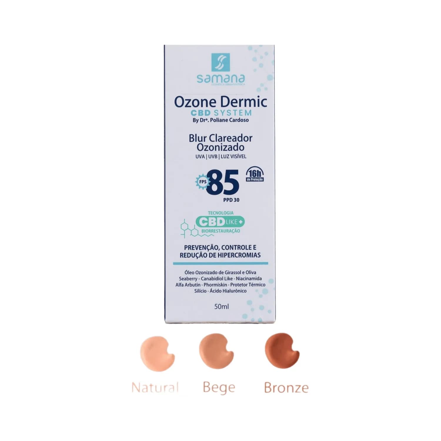 Samana Ozone Dermic Blur Clareador Ozonizado FPS 85 - 50ml — foto 1