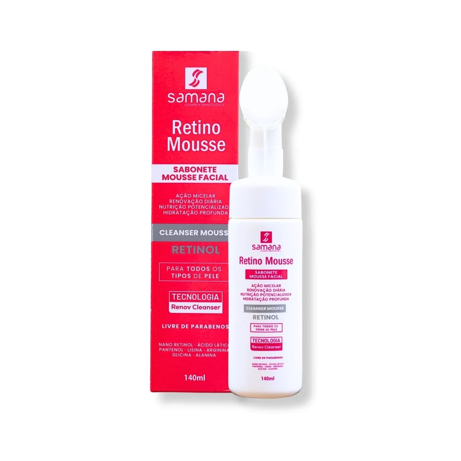 Samana Sabonete Facial Anti Idade Retino Mousse 140ml — foto 1